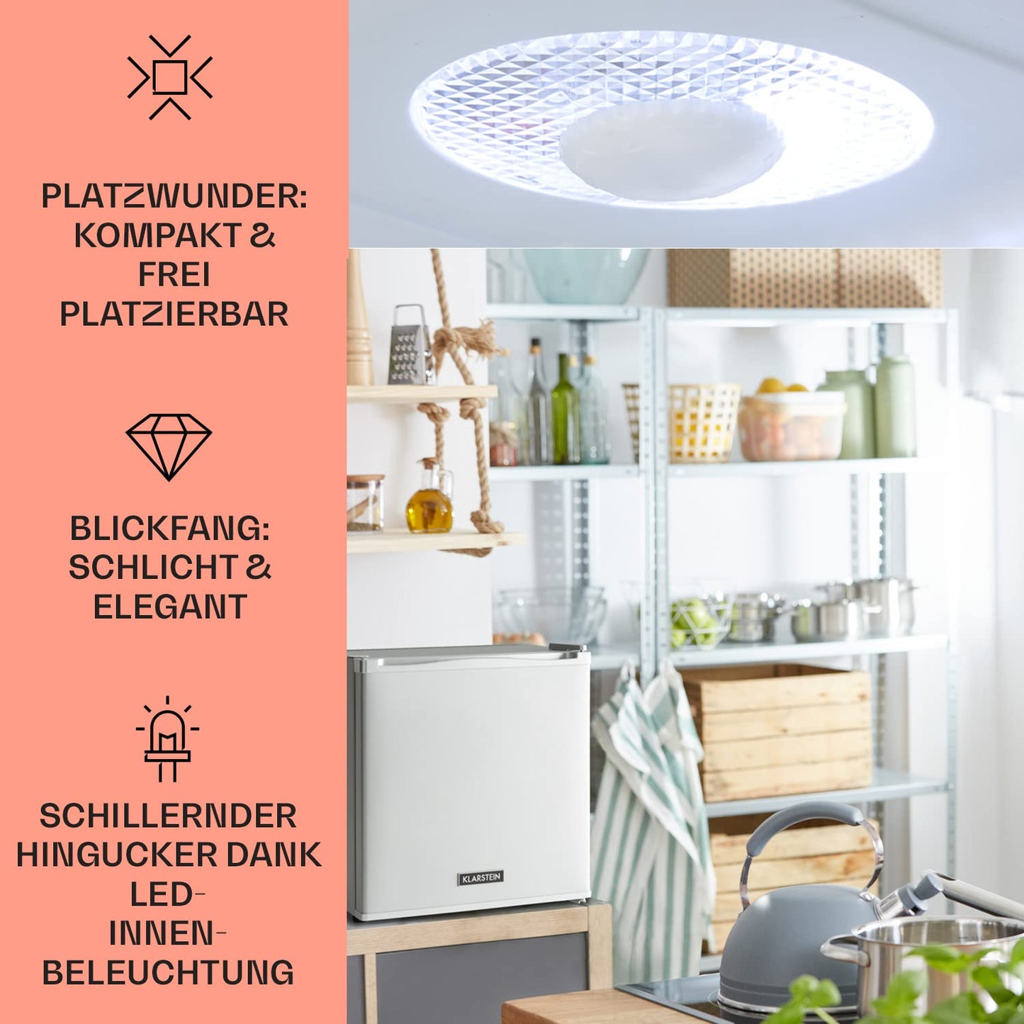 Klarstein mini fridge for room, 13L mini fridge for drinks & cosmetics, Small minibar, fridge small & quiet, Adjustable shelf, small skincare fridge 5-15°C