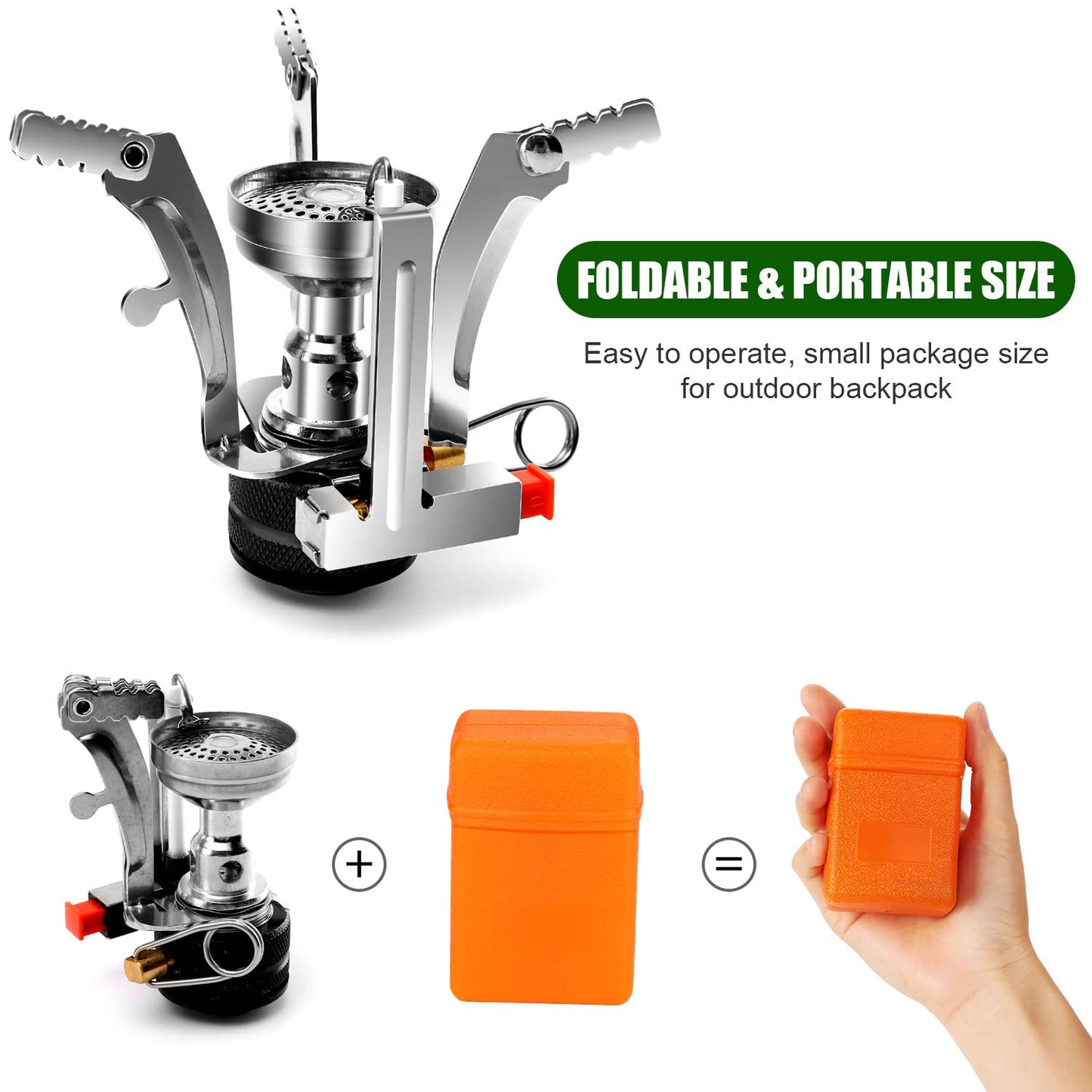 Odoland camping cookware set, pots and pans with compatible mini stove, cup, fork, knife, spoon, stainless steel, for outdoor, picnic, camping.
