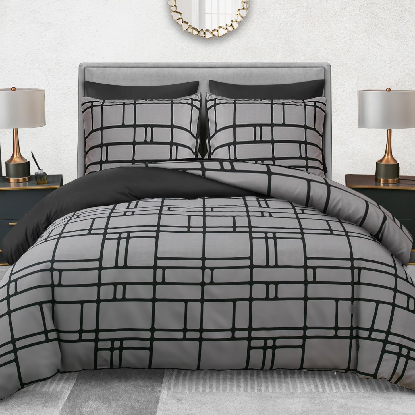 Pamposh bedding 155x220cm - Ultra-soft microfiber duvet cover 155x220cm - With pillowcase - Bedding set with zipper - Light & breathable duvet cover set