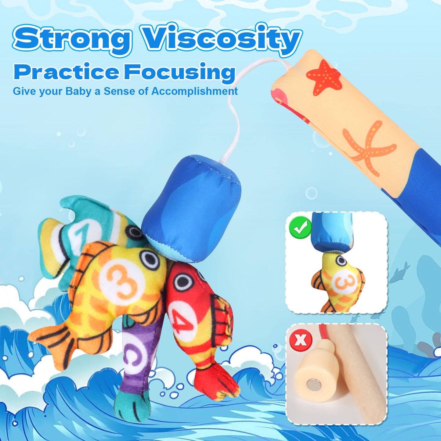 Jerry Montessori toy from 1 year-Angel game children's toy, baby toy for 6-12 months fine motor skills toy from 1 year, sensory learning games fish fishing game, gift boy girl.