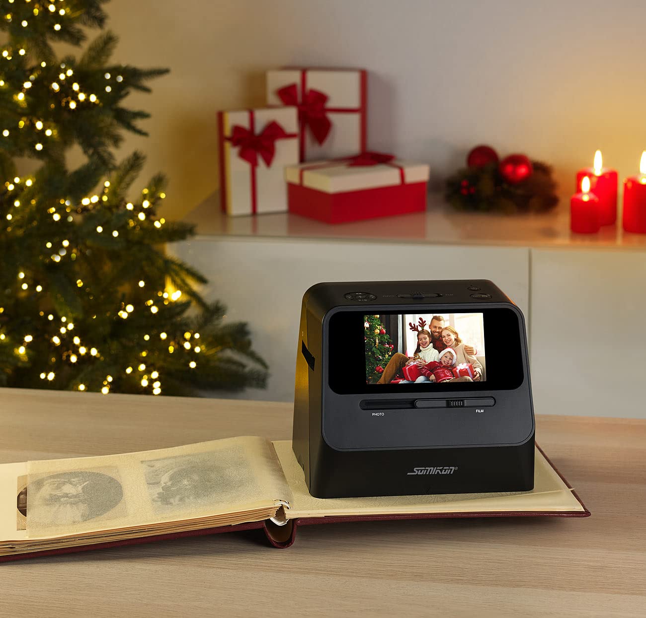 Somikon photo scanner: 3-in-1 photo, slide, and negative scanner with 22 MP and HDMI output, battery (3-in-1 scanner, slide photo scanner, digitizing device)