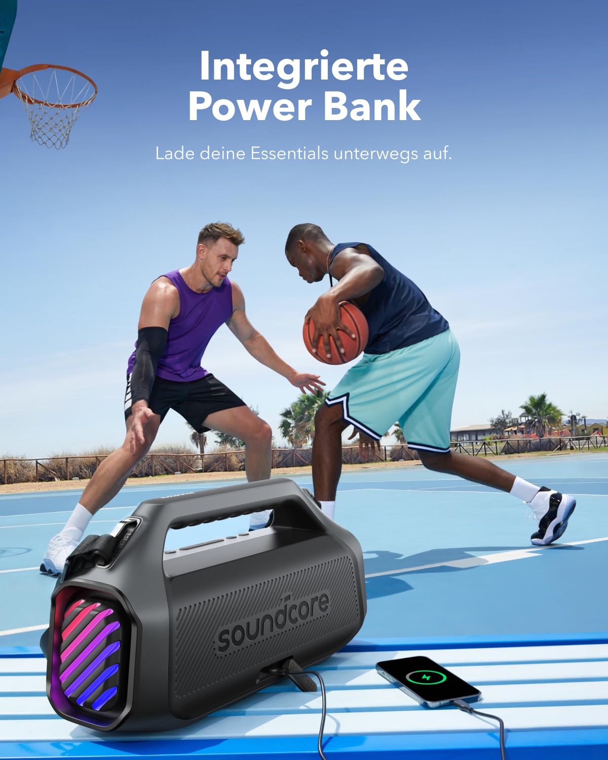 soundcore Boom 2 Plus outdoor speaker, 140W, 2+2 Channel, BassUp 2.0, 20h battery life, Fast Charge, IPX7 waterproof, RGB lights, USB-C, Power Bank, BT 5.3, portable Bluetooth speaker, Camping