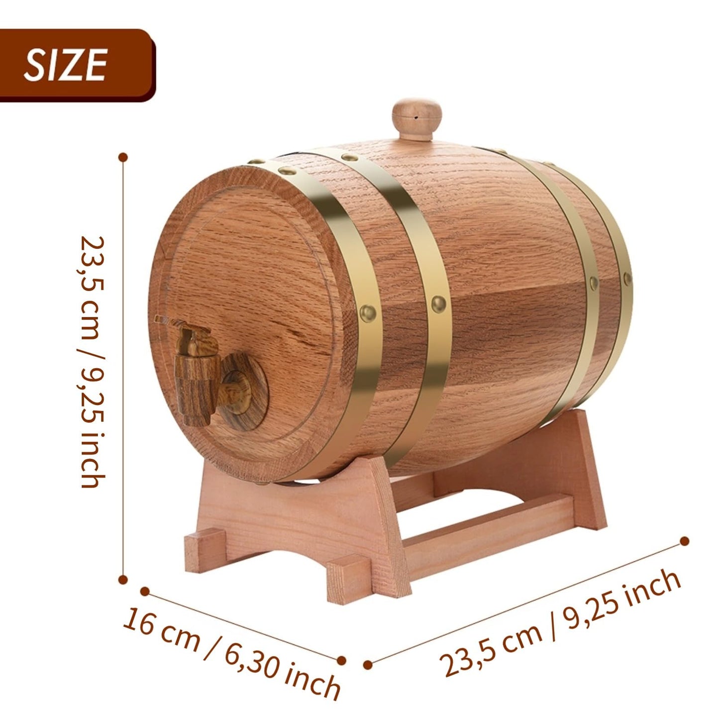 Greensen Oak Barrel 3L Wooden Barrel Wine Barrel Personalized Design Wood Whisky Barrel Liqueur Liquor Barrel for Home, Bar, Party, and Banquet, Birthday Gift