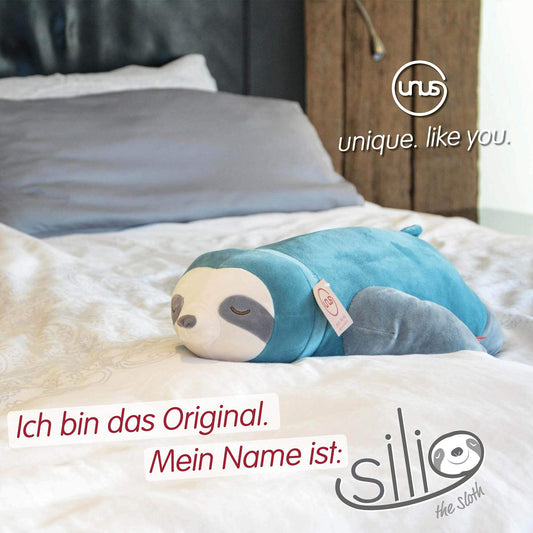 UNUS Sloth Plush Pillow, 50 cm, Turquoise, Side Sleeper Pillow soft and fluffy, Nursing Pillow, Pregnancy Pillow