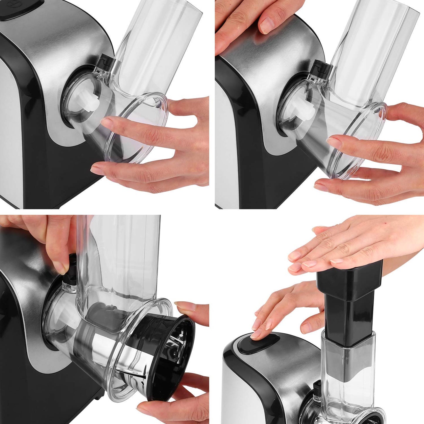 Electric vegetable chopper 5 in 1, 150W kitchen appliance, spiralizer for fruit and vegetable noodles.