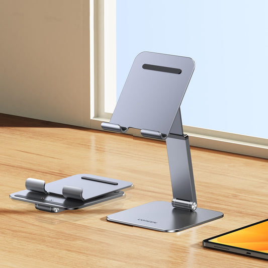 UGREEN Tablet Stand Height Adjustable Holder Aluminum Adjustable Height Holder compatible with iPad Pro Air Mini 11 12.9 Galaxy Tab S9+ Redmi Pad Huawei MatePad iPhone up to 12.9 inches.