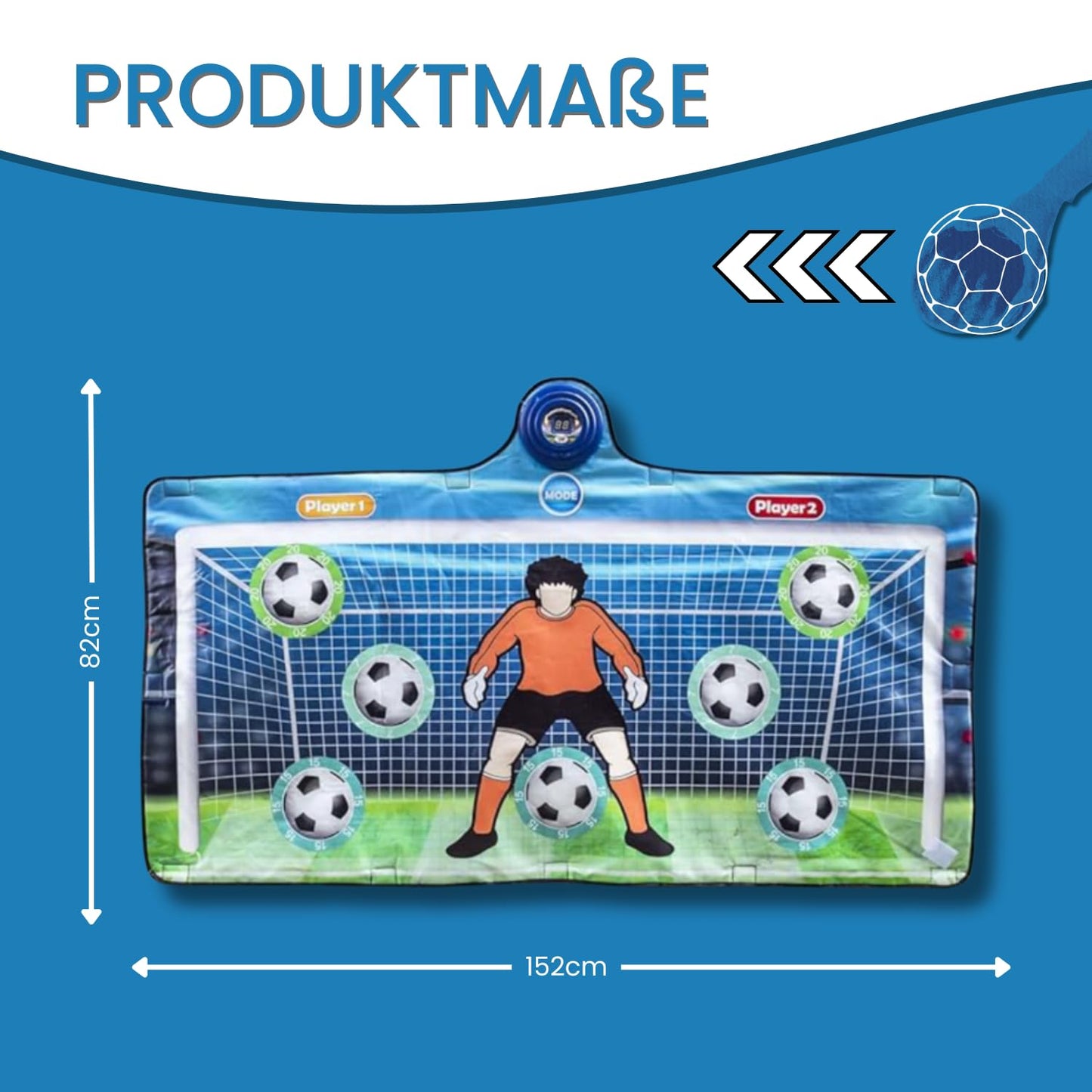 ARZOM - Electro Keeper - Electronic Goal Wall & Soccer Mat with 2 Player Score Counter - Soccer game for indoor & garden - Soccer goal gift for boys & kids - Includes ball & pump