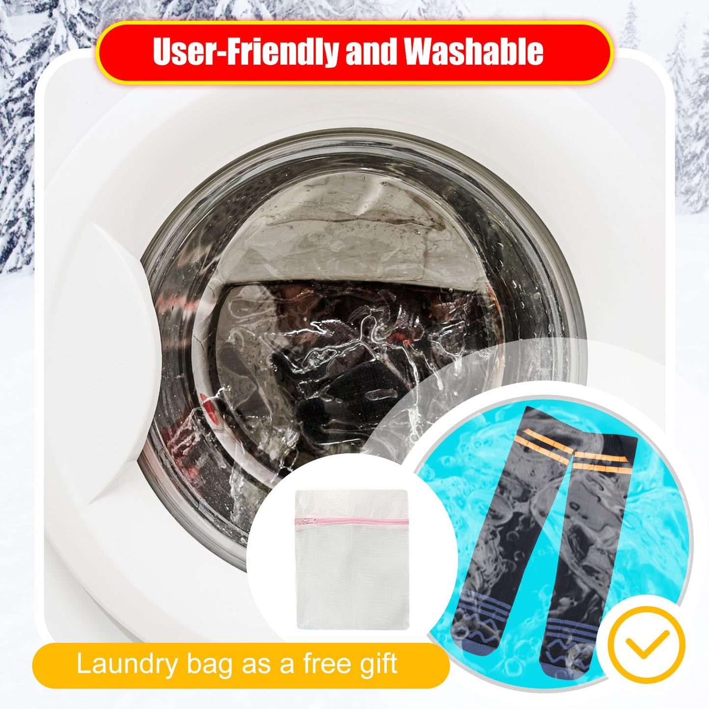 Heated socks, 5000mAh rechargeable heated socks with 4 temperatures, washable electric foot warmers for skiing/cycling/fishing/camping, unisex heated socks 36-46.