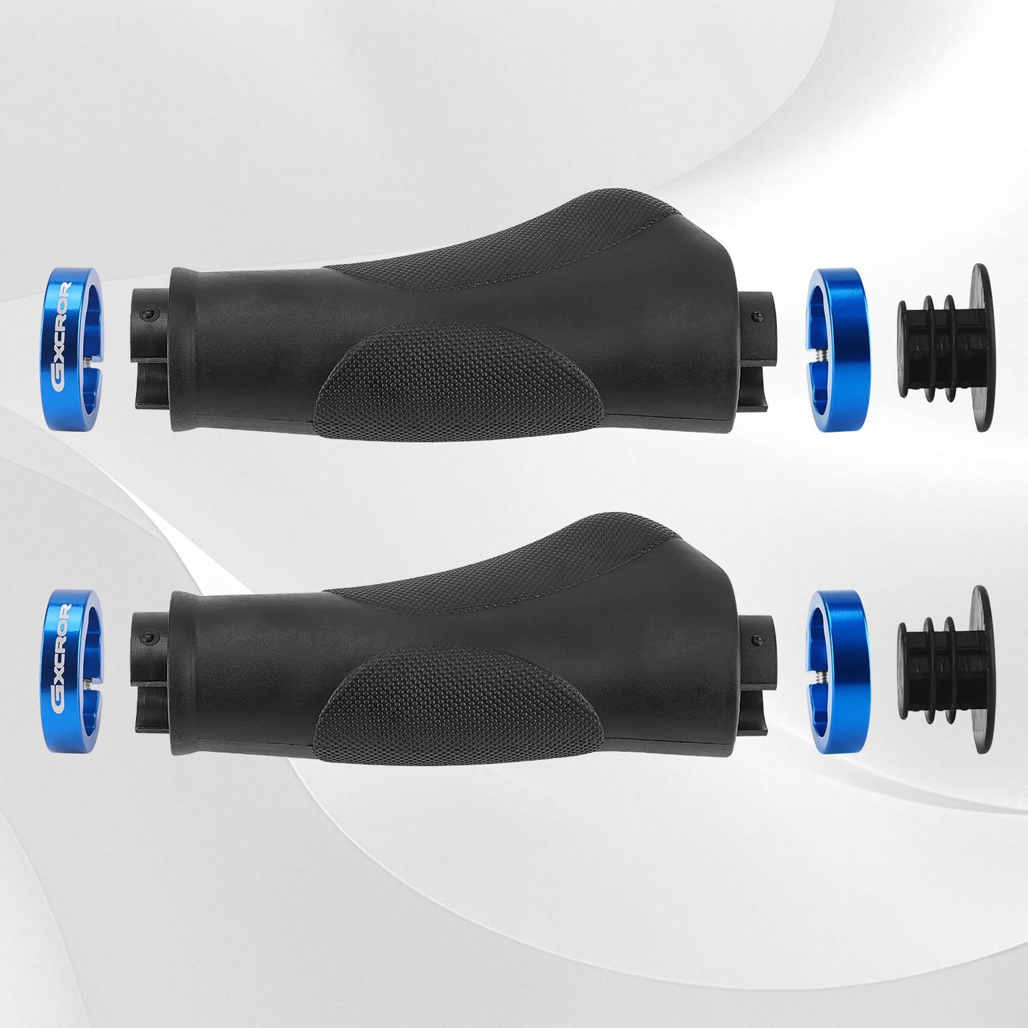 GXCROR Ergonomic bicycle grips with anti-slip dot design | Shock-absorbing rubber handlebar grips for mountain bikes | 130mm safety grips