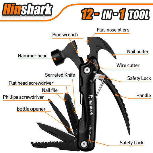 Hinshark Gifts for Men, 12 in 1 Multitool Camping Accessories, Men's Gifts, Birthday Gift Gadgets for Men Gifts for Dad, Christmas Gifts Advent Calendar Fillings Men