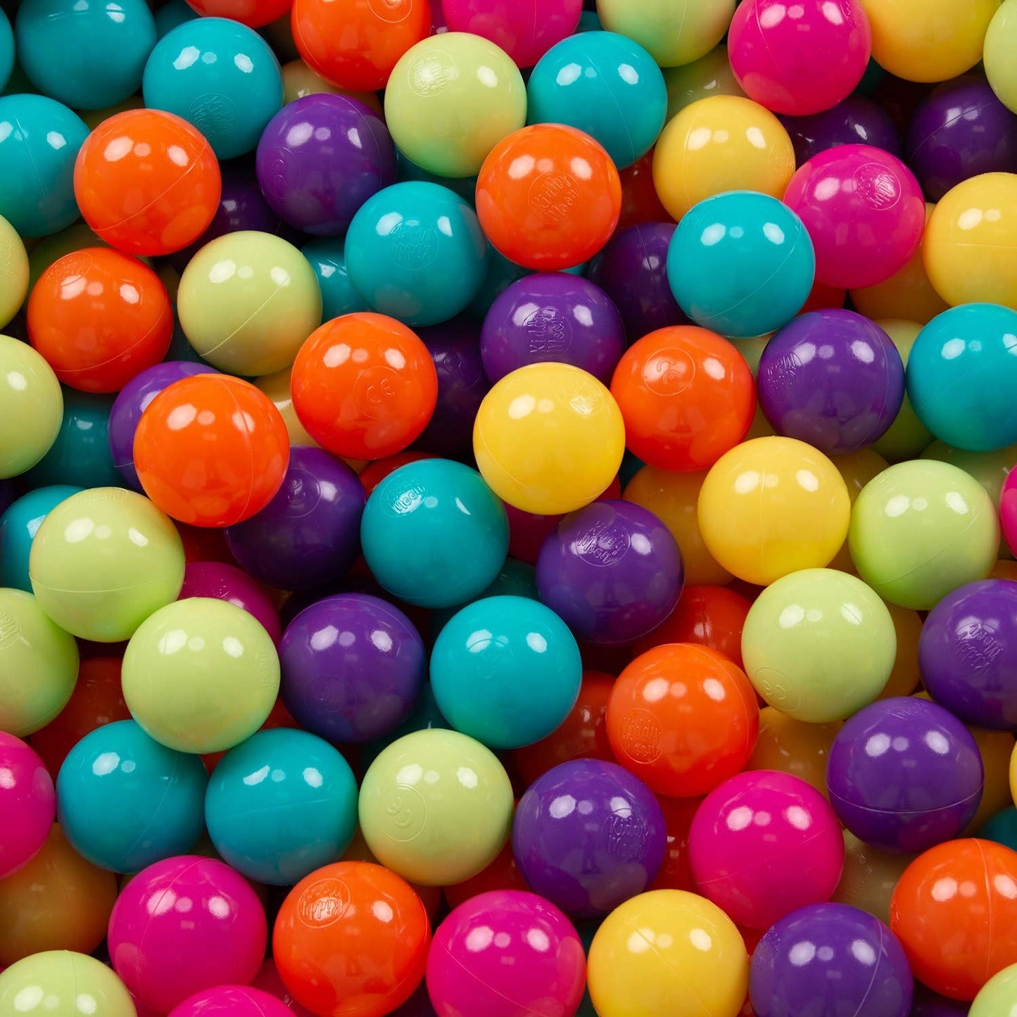 KiddyMoon ball pit 90x30cm/200 balls Ø 7cm ball pool with colorful balls for babies kids round, light grey: light green/yellow/turquoise/orange/pink/purple