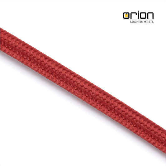 Textile cable for lamps, 5m Bordeaux, 3-core, (3x 0.75mm²) - Plastic power cable with earth conductor, textile wrapped.