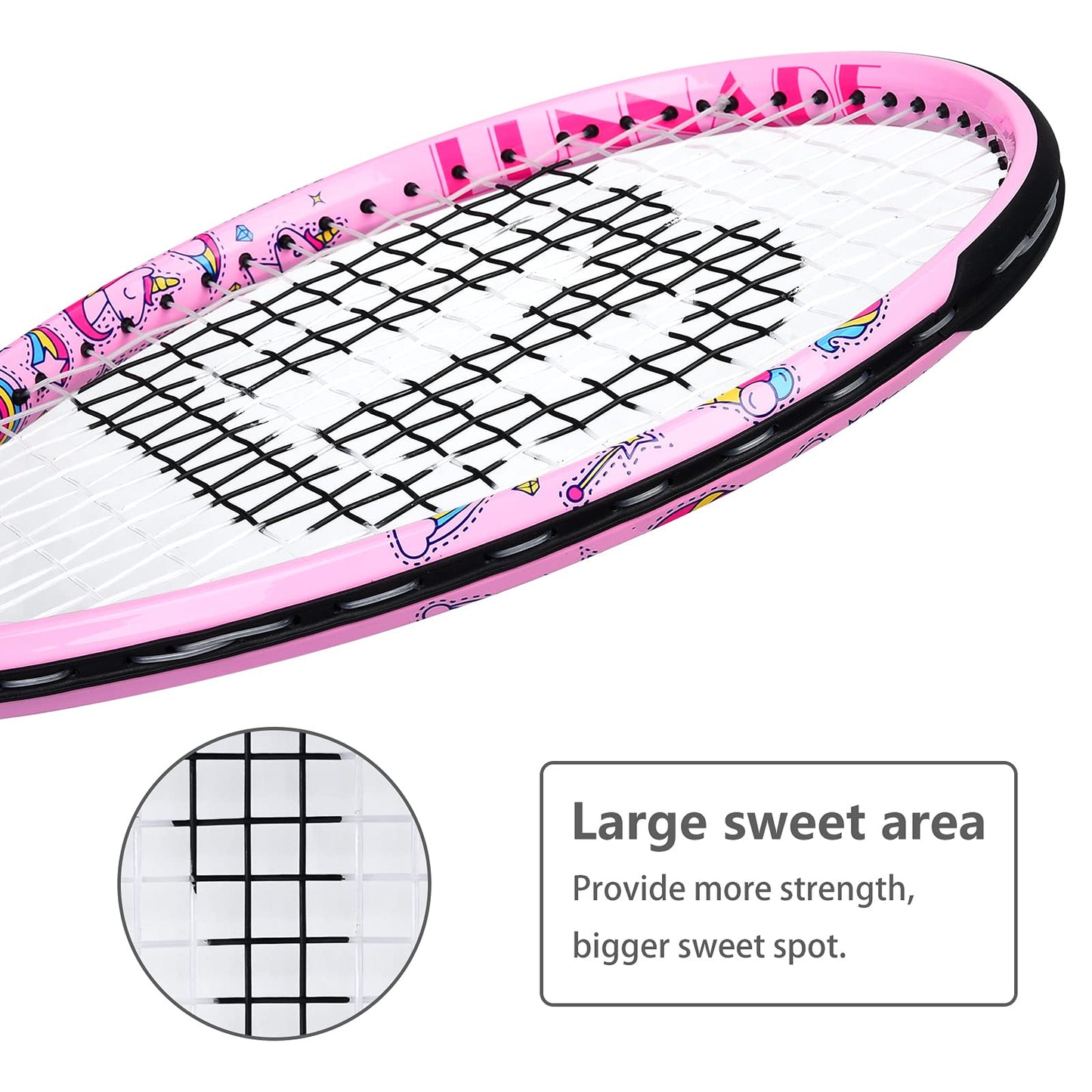 LUNNADE Kids Junior Tennis Racket, 19/21/23/25 inch youth tennis racket with cover, suitable for beginner boys and girls aged 3-12.