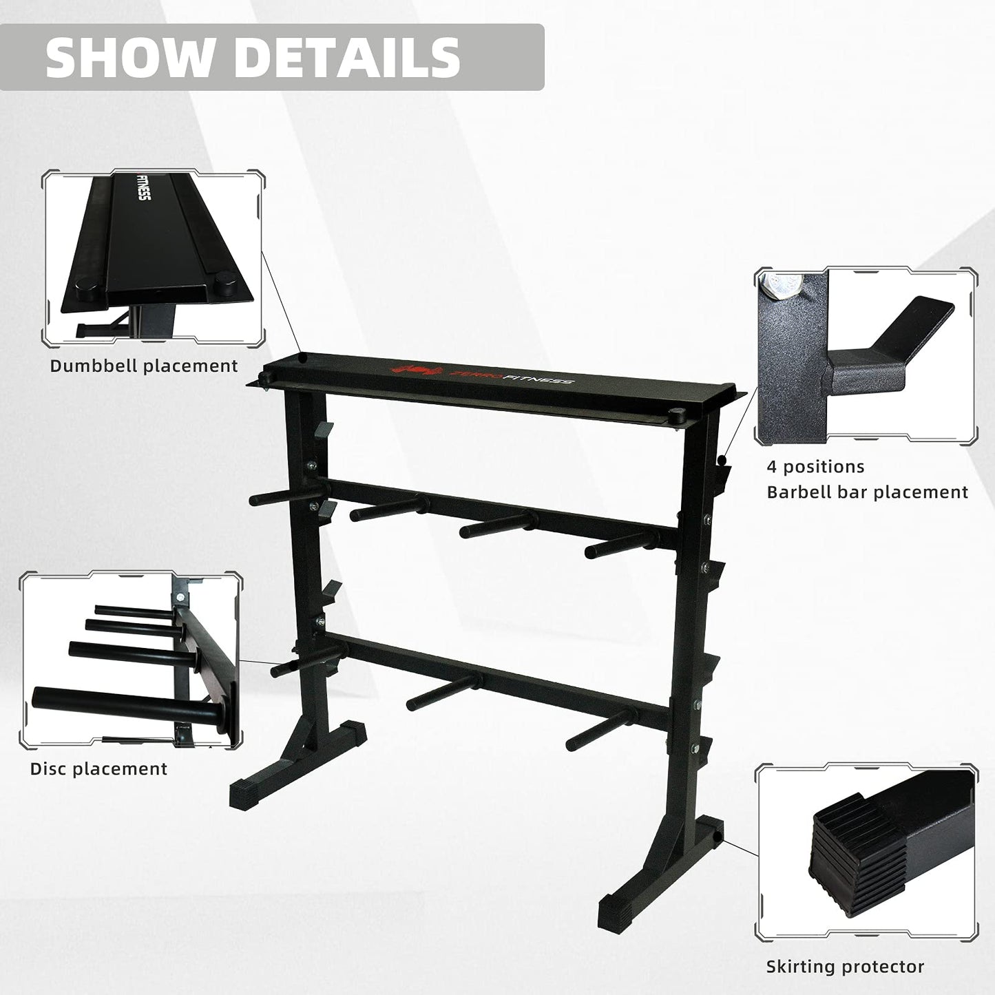 CCLIFE Dumbbell Rack Dumbbell Stand Weight Rack Barbell Rack Barbell Stand ZERRO