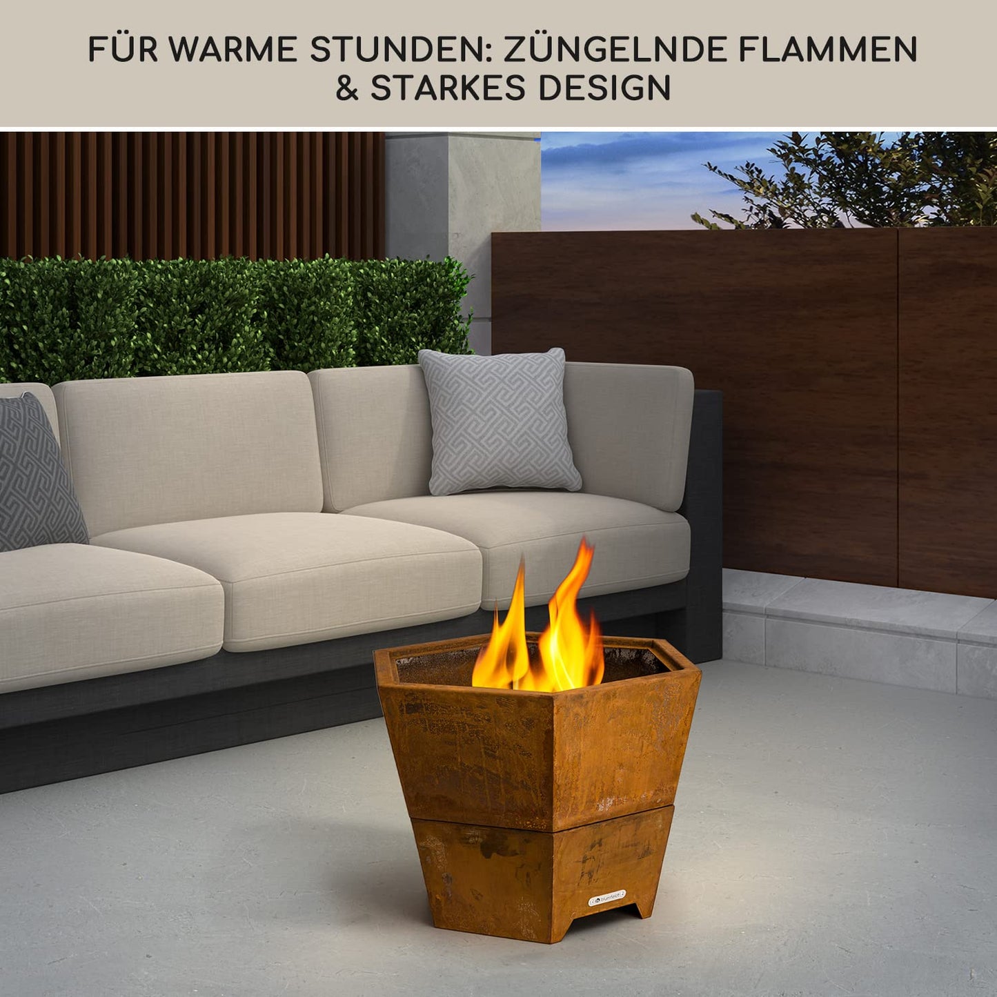 Blumfeldt fire bowl with grill grate, outdoor steel fire bowl large for balcony & camping, portable fire bowl 60 cm, fire bowl with stand, weatherproof fire bowl, hexagonal fire pit