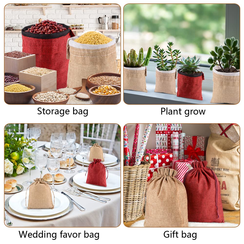 CLTPY 30 Pieces Burlap Bags 15x20 cm with Drawstring, Gift Bags Cotton Bags for Advent Calendar, Jewelry Wedding Party Favors Christmas