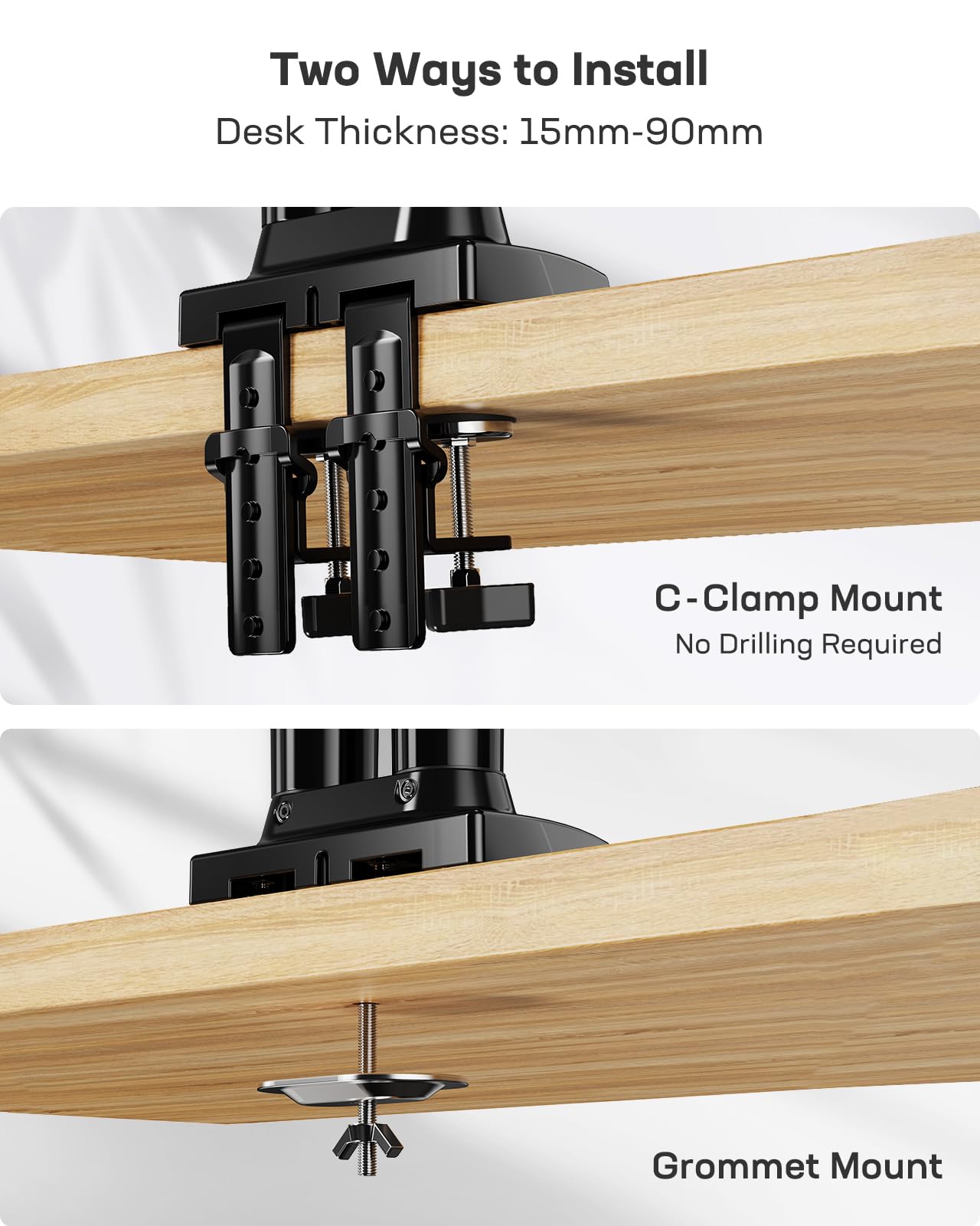 HUANUO Monitor Mount for 13 to 32 inch Screens, Dual Monitor Stand - 360° Rotation, 2 Mounting Options, VESA 75 & 100