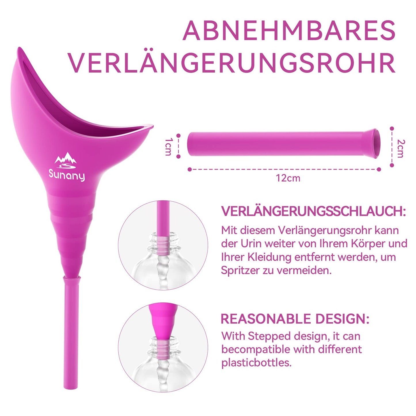 SheWee for women, Female urinal Silicone funnel Portable urinal for women Standing Up Pee Funnel Reusable female urinal for women, Outdoor, Activities, Camping (Fuchsia)