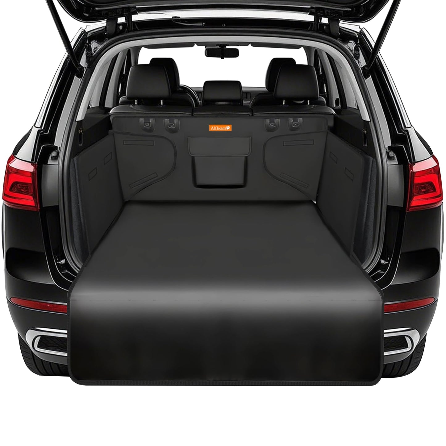 Alfheim Cargo Liner for Dogs - water-repellent & easy to clean - Universal Fit Car Boot Cover - Black Cargo Mat with Bumper Flap (Black)