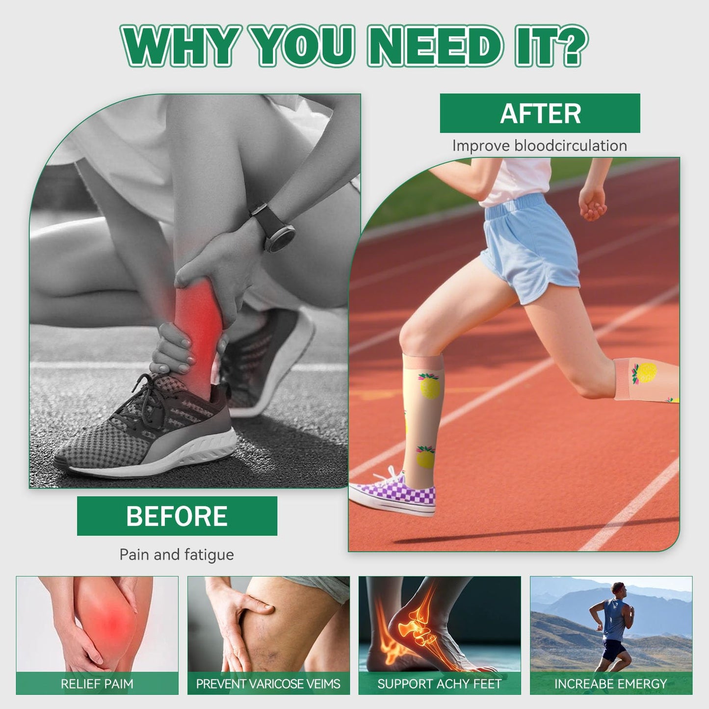 LEOSTEP Compression Socks (6 Pairs) Women's Thrombosis Socks Compression Socks for Sports, Flights, Running, Travel, Cycling, Pregnancy Nurse 20-30 mmHg