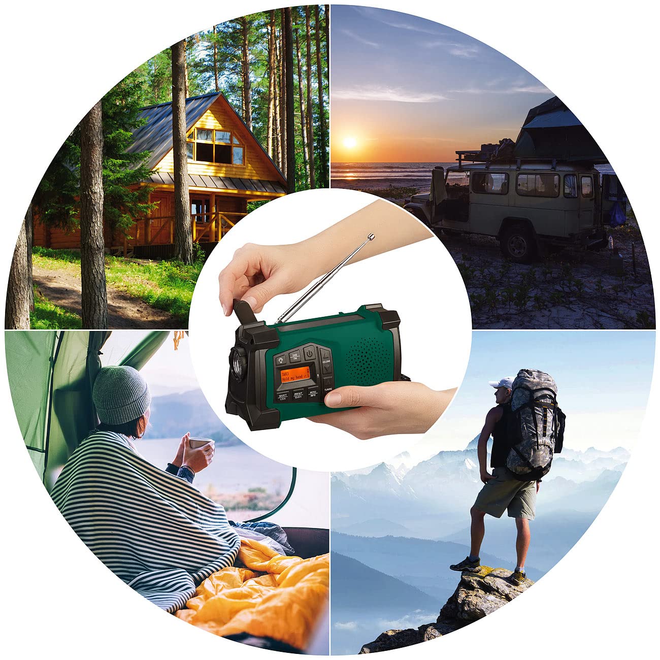 infactory Dynamo Radio: Mobile hand crank radio with DAB+, EWF function, solar panel, LED, USB (radio with hand crank, DAB solar radio, speaker iPad)