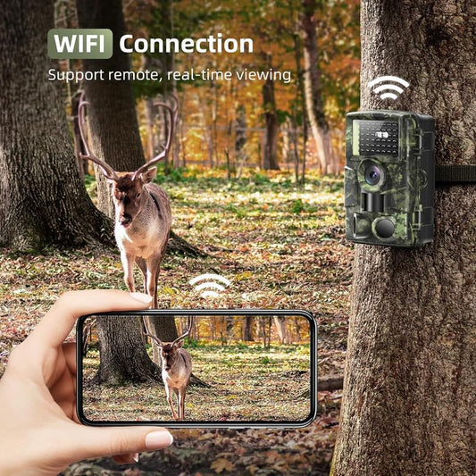 Seseno WiFi Trail Camera, 4K 60MP HD Wildlife Camera with Mobile Transmission APP, IP66 Waterproof Night Vision Camera Hunting Camera with Motion Sensor for Wildlife Monitoring with 32G Memory Card
