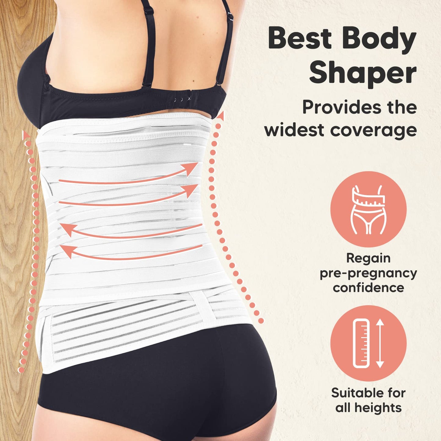 KeaBabies Revive 3 in 1 Postpartum Belt for Women - Belly Wrap After Birth C-Section, Postpartum Recovery Belt, Postpartum Belly Band, Pregnancy Belly Belt (Matte White, M/L)