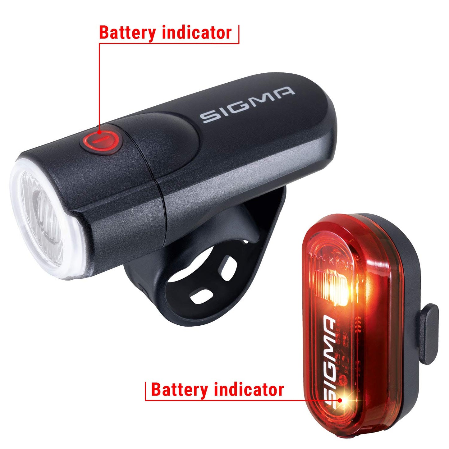 SIGMA Aura 30 & Curve | battery-powered bike lights set | tool-free installation | splash-proof | StVZO approved | front + rear bike light