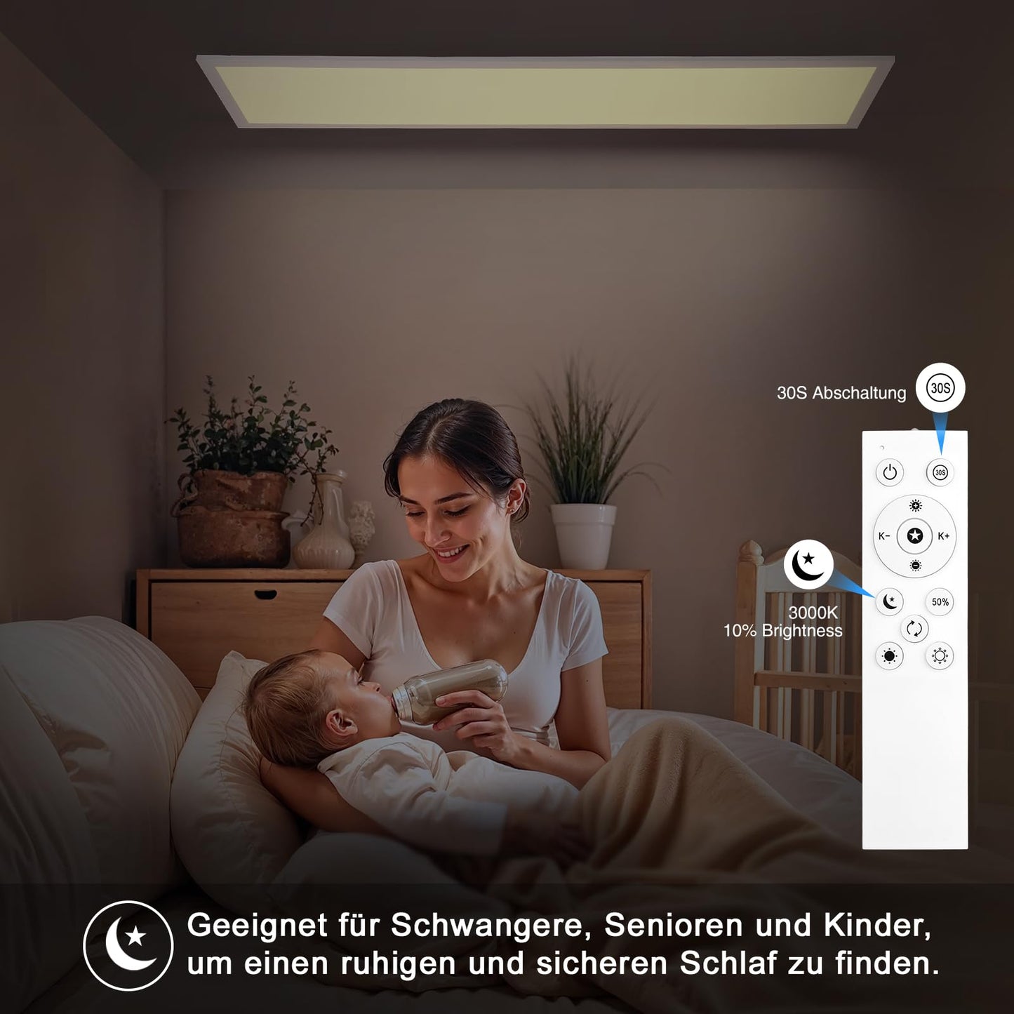 IEGLED LED ceiling light panel, 100x25cm flat dimmable ceiling lamp with remote control, 30W ceiling panel light with memory function, 2700K-6500K LED light panel for living room, hallway, bedroom, White