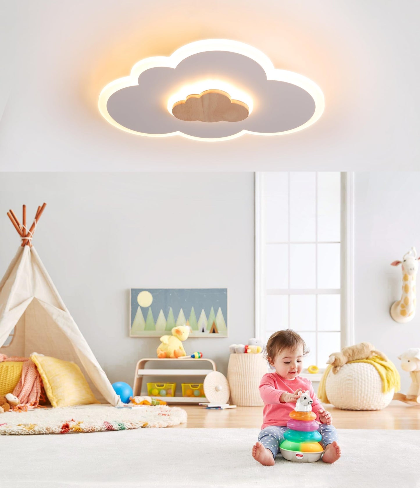 FANLG LED Ceiling Light Kids Room, 40CM Cloud Ceiling Lamp Children's Lamp Warm White 3000K Creative Cloud Light Ceiling Light for Kids Room | Bedroom | Living Room
