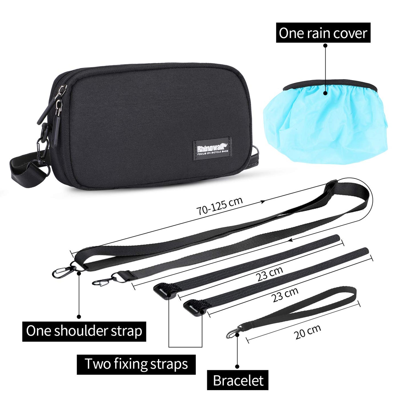 BAIGIO front pocket for bicycle, handlebar bag with rain cover, multifunctional, shoulder bag, crossbody bag