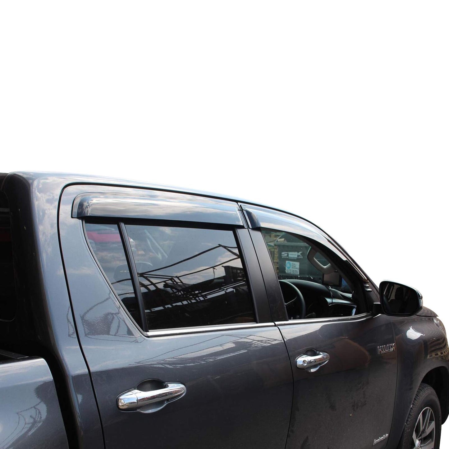 JHCHAN Wind Deflector for Toyota Hilux 2015-2024 Hilux AN110 AN120 AN130 Double Cab 4X4 Smoke Black Rain Deflector 4 Pieces