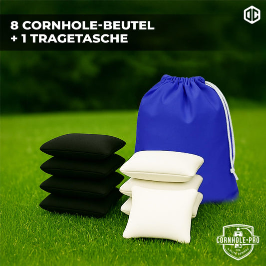 Official Cornhole Bags | 4 black and 4 white bags | Official sizes | Premium quality | 100% cotton | Waterproof | American game | outdoor fun | friends & family | OriginalCup®