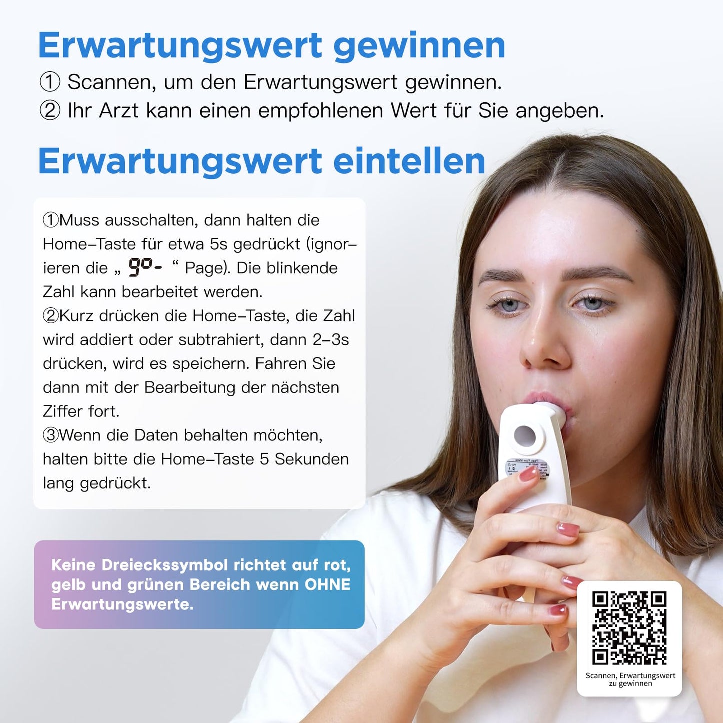 Peak Flow Meter, no Bluetooth, for adults and children to monitor lung function, LCD, digital spirometer for asthma, COPD, PEF & FEV1, risk indicator, diary form.