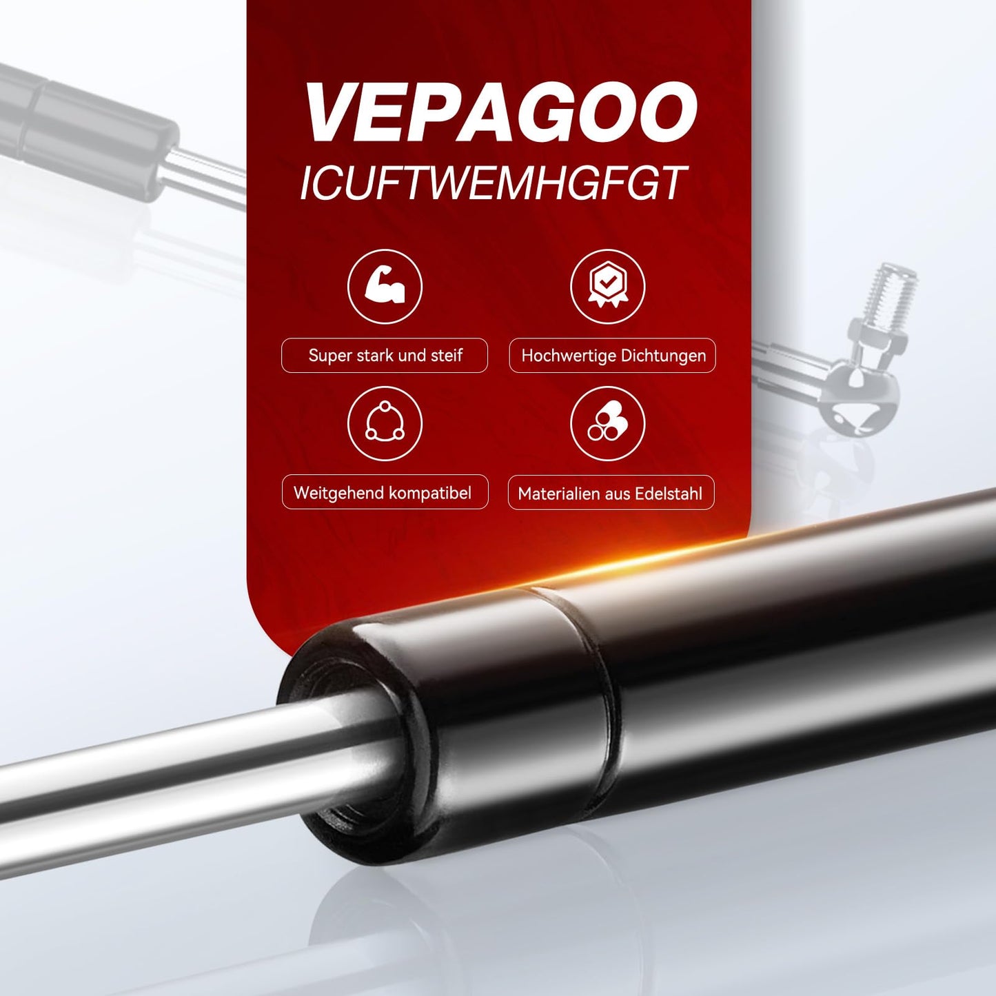 Vepagoo gas spring 500MM 534N/54KG, universally adjustable heavy duty L-type hydraulic gas damper for toolbox, RV cabinet doors, and other custom applications, set of 2.