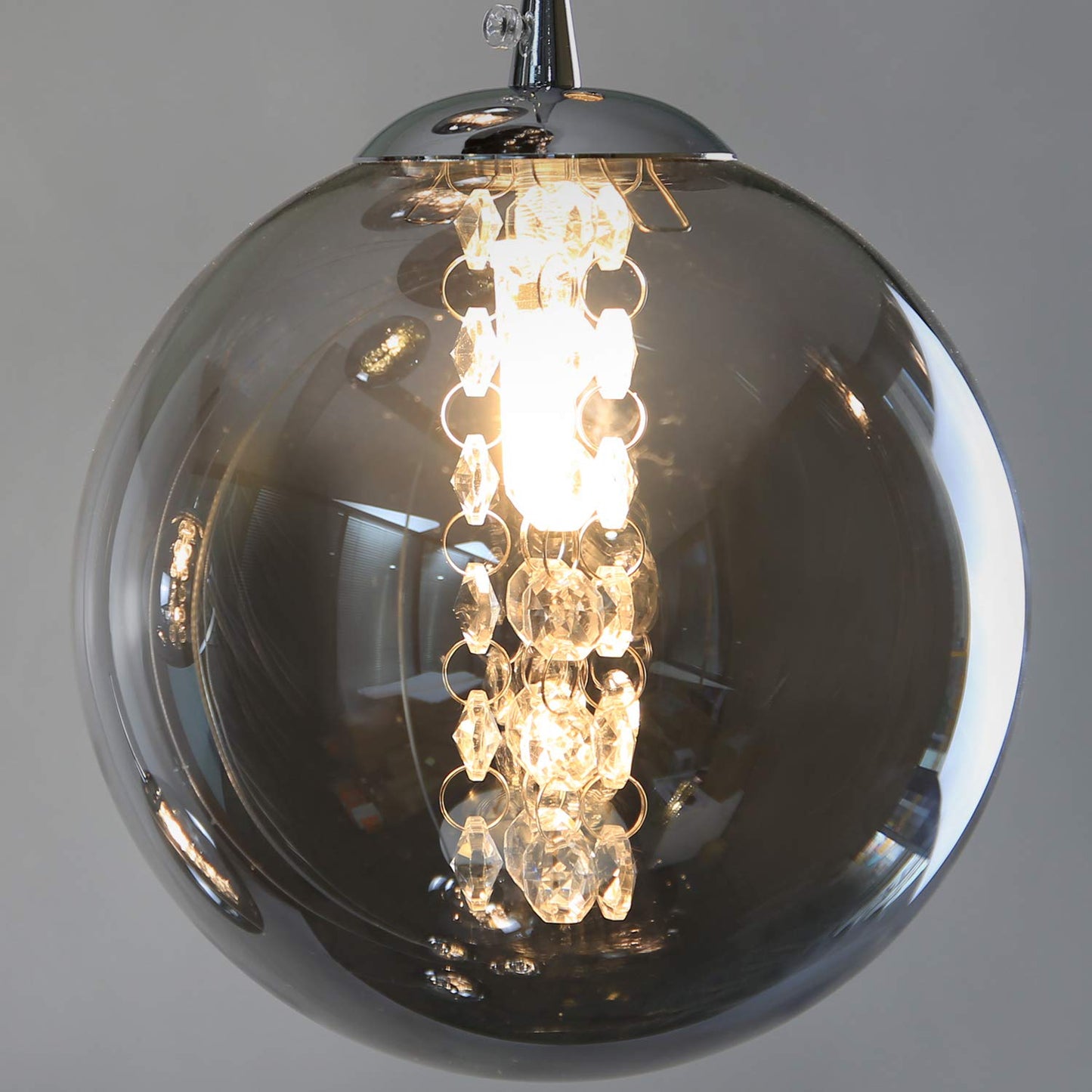 CBJKTX pendant light dining table hanging light staircase - height adjustable pendant lamp 10 lights made of glass in gray color dining table lamp for living room gallery ballroom villa hallway dining table kitchen