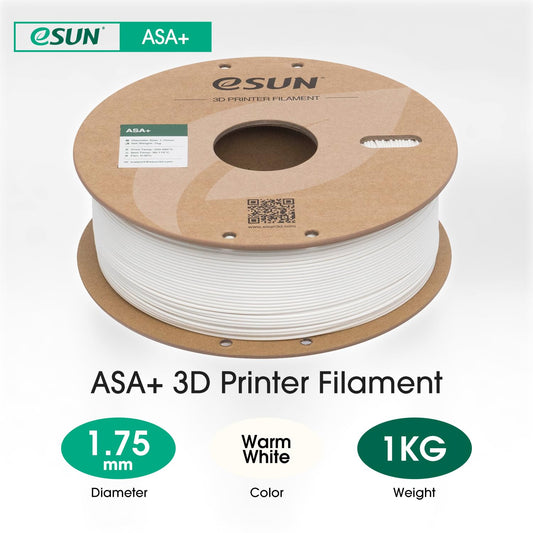 eSUN ASA+ Filament 1.75mm, Weather Resistant 3D Printer Filament, 1KG Spool (2.2 LBS) 3D Printing Materials for 3D Printers, Warm White
