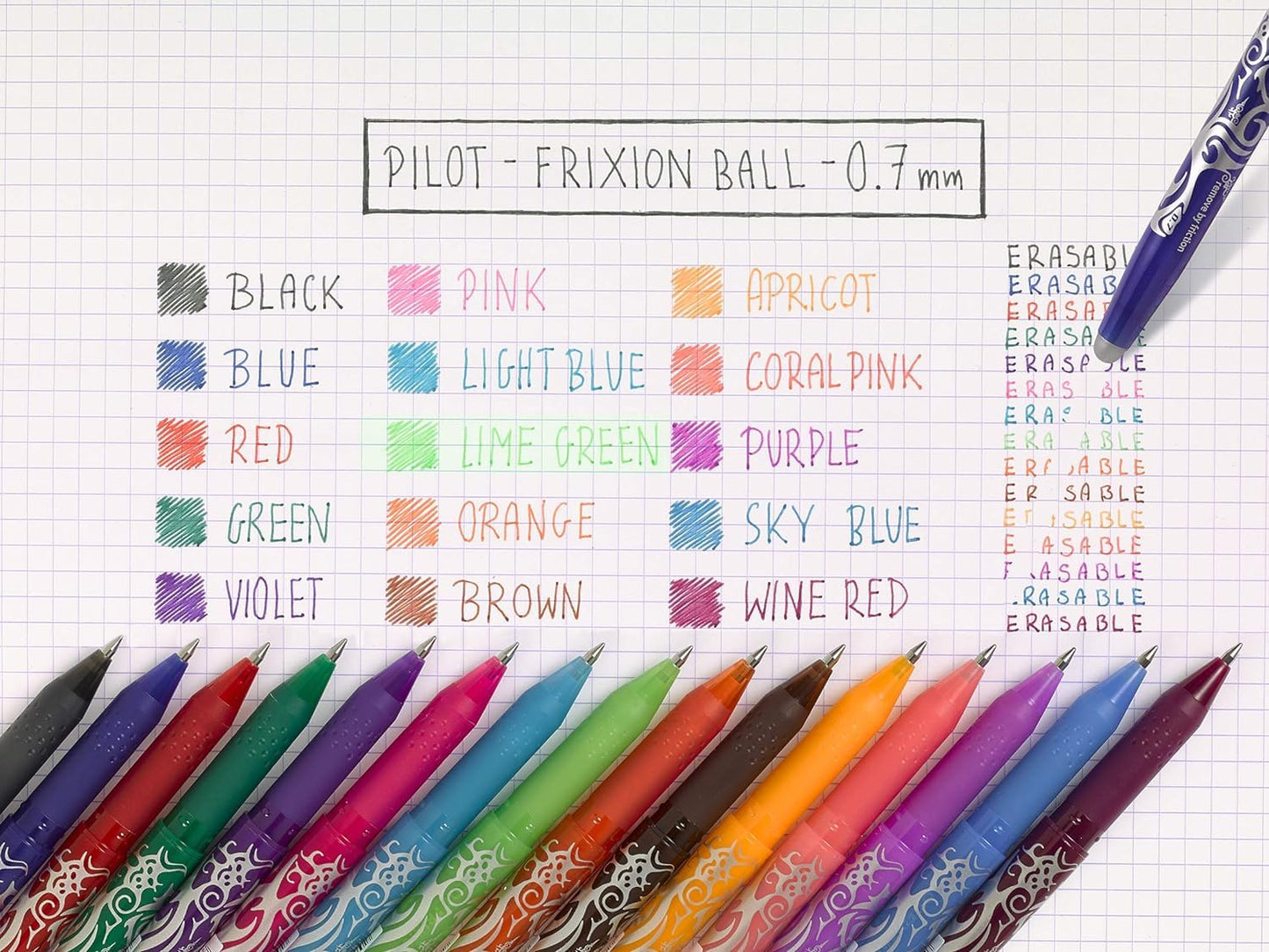PILOT FriXion Refill 0.7 - 12 pack - Color Black - Refillable FriXion ink cartridges with erasable ink - Compatible with FriXion Ball & FriXion Clicker 0.7 - Medium point - Gel ink rollerball refills