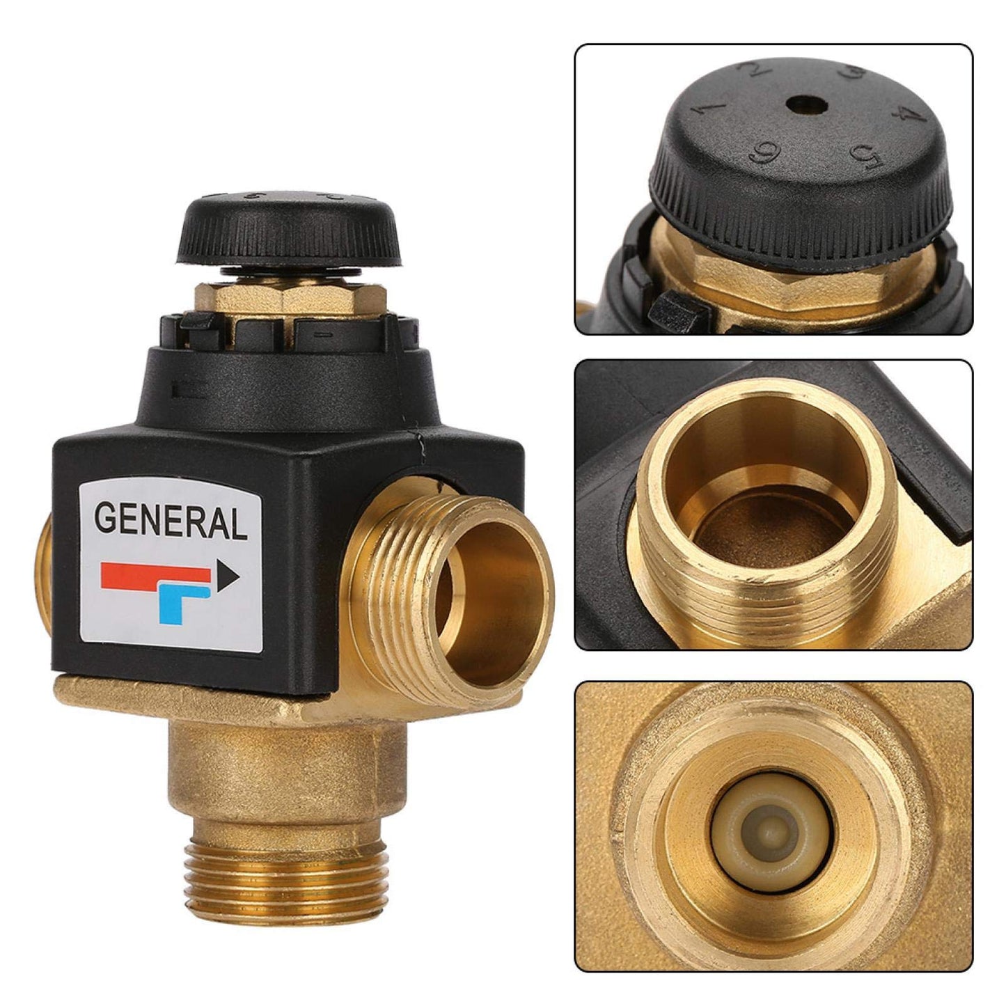 Nimomo Thermostat Water Mixing Valve, DN20 3-Way Thermostatic Mixer Valve, Brass Thermostatic Valve for Hot and Cold Water Mixing, Shower Thermostat Valve Temperature Control Valve.