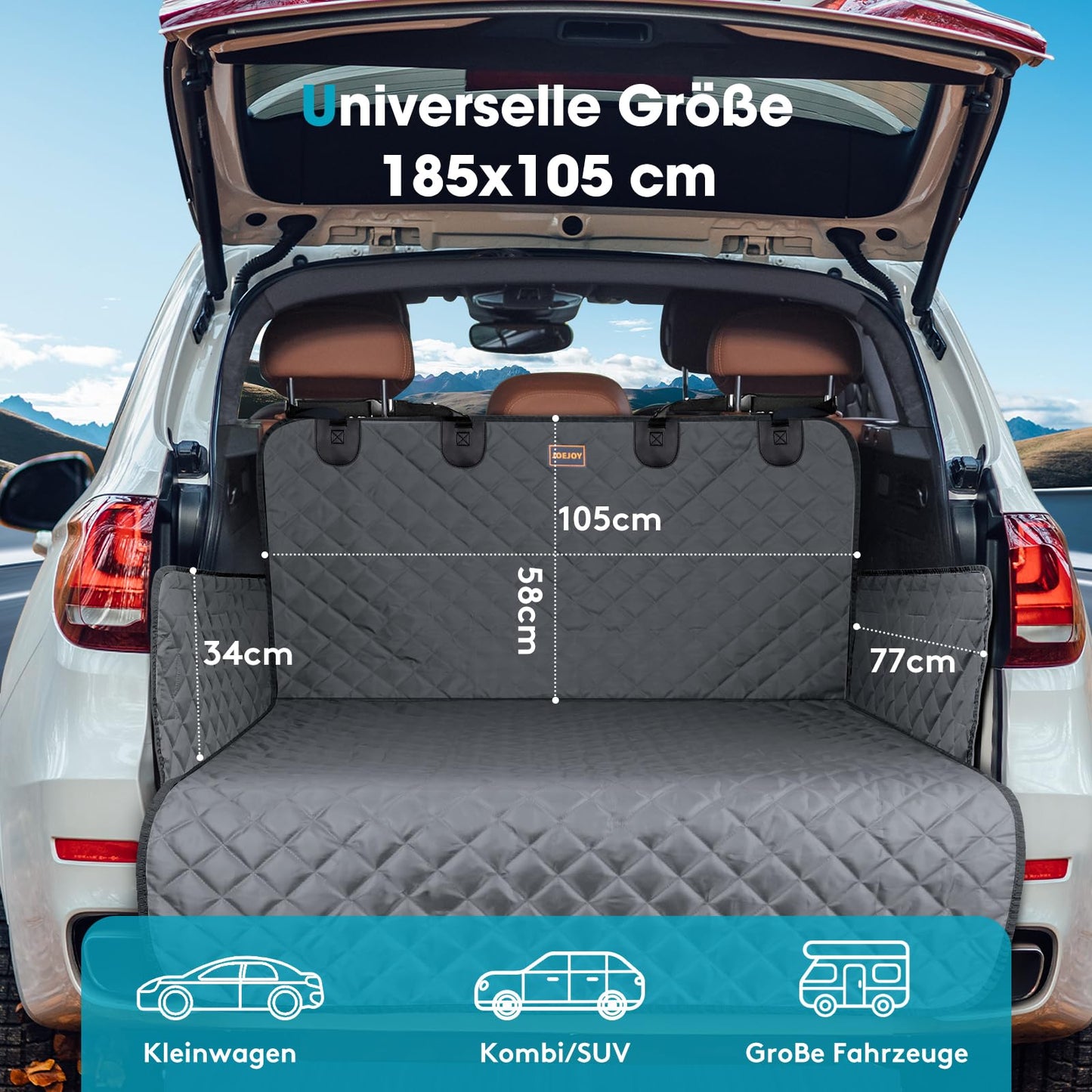 JOEJOY trunk protector for dogs with side and loading sill protection, universal trunk protection mat scratch-resistant for dogs - dog cover car trunk.