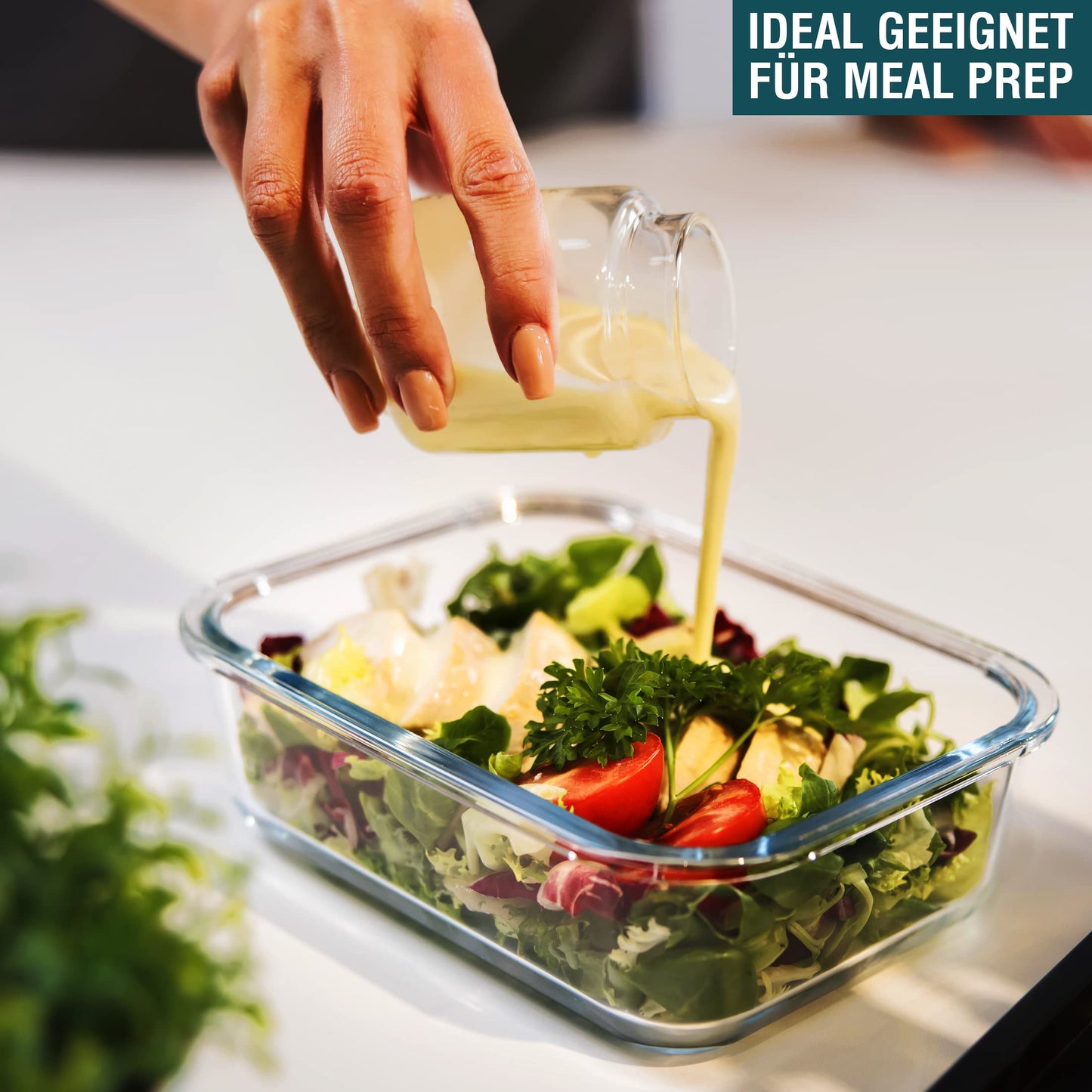 GLASS CONTAINER Food storage container (640, 1040, 1520 ml, with no compartments) Glass jar with food lid - airtight glass food storage container, heat-resistant glass