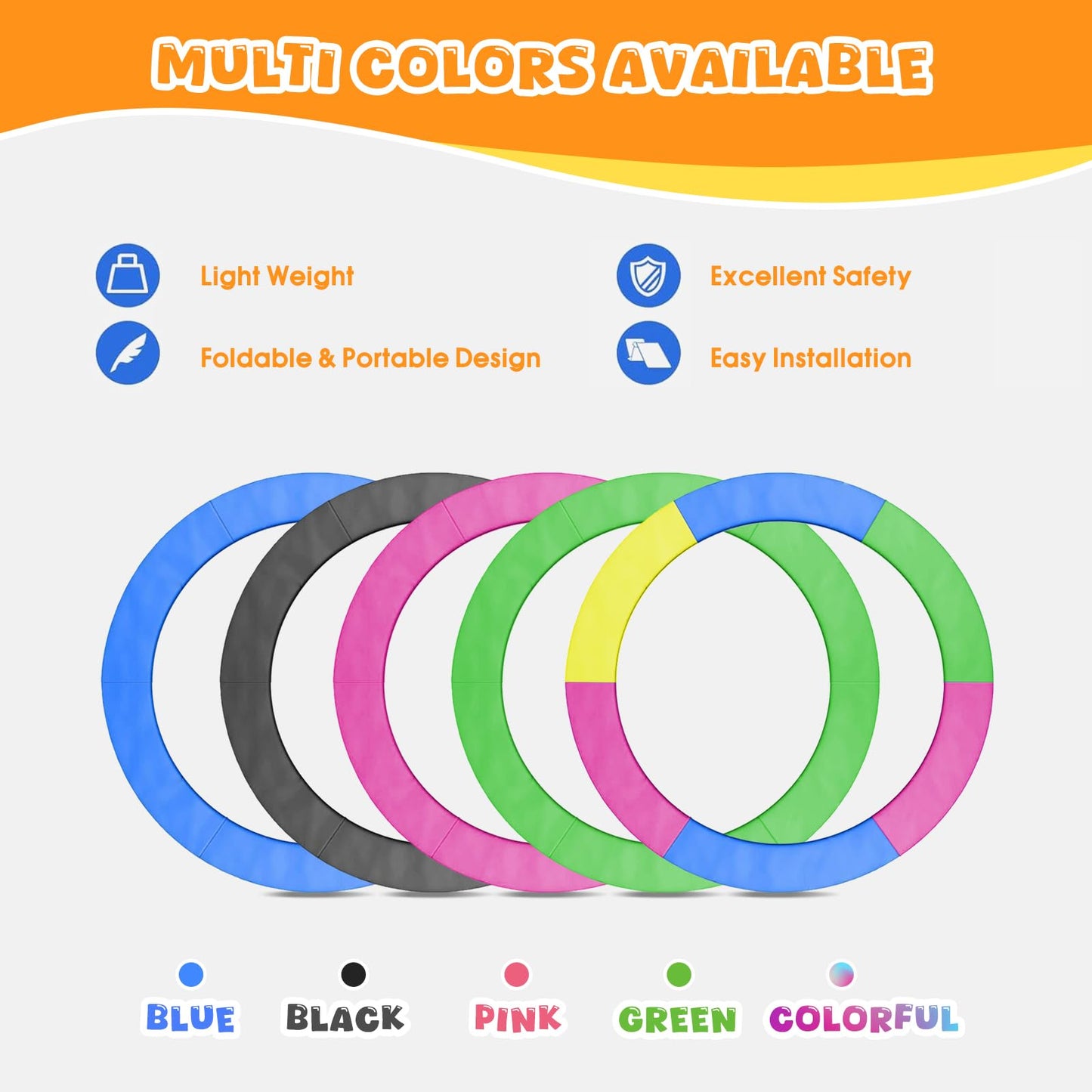 Trampoline Edge Cover Ø 305 cm, Spring Cover, Edge Protection, UV Resistant, Tear-Resistant, UV-Resistant Edge Cover Ø 305 for Trampoline Trampoline Accessories Blue Color, 30cm Wide Universal Frame Padding