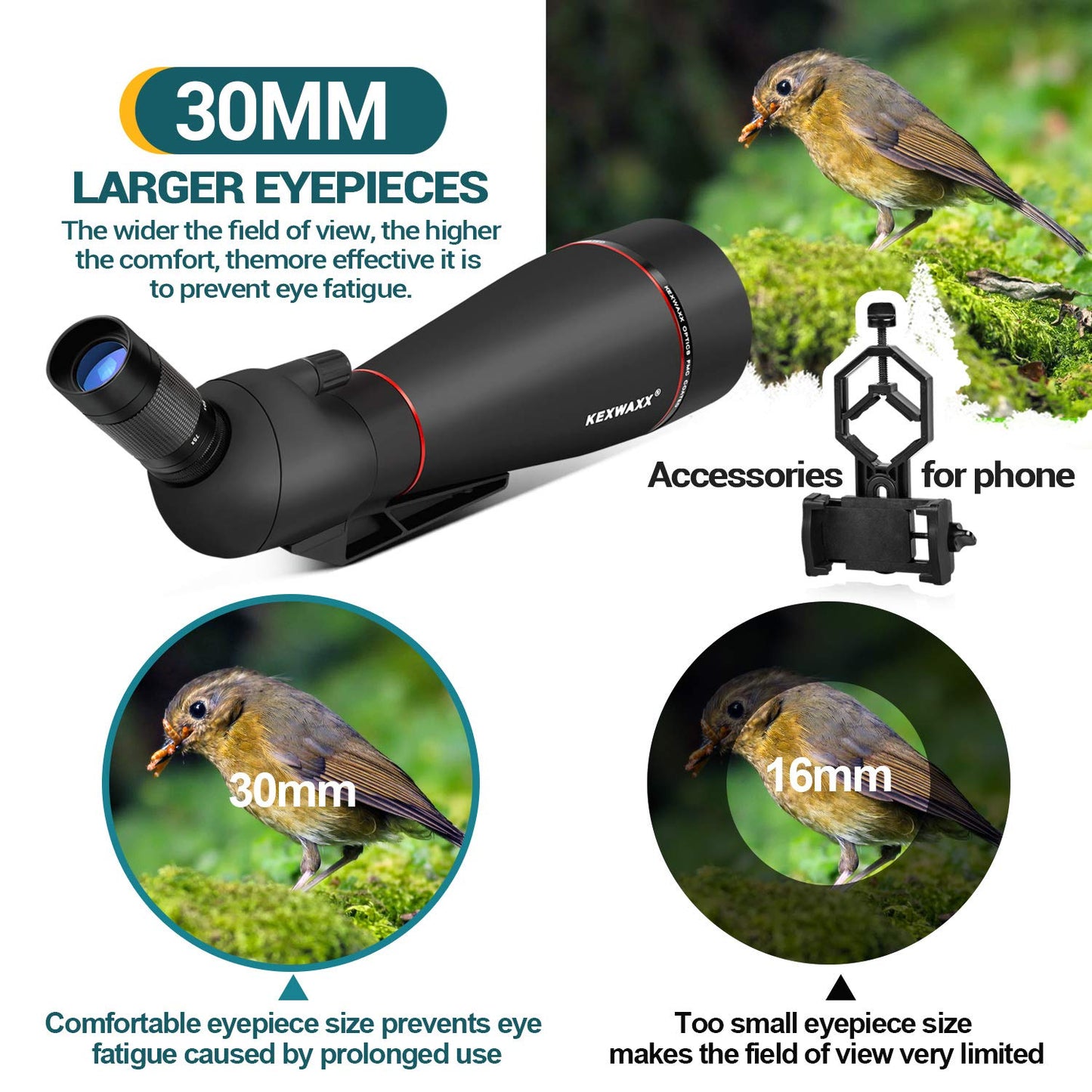 25-75X 100MM Spotting Scope for sports shooting hunting bird watching IPX7 waterproof FMC BAK4 prism with tripod phone adapter Black