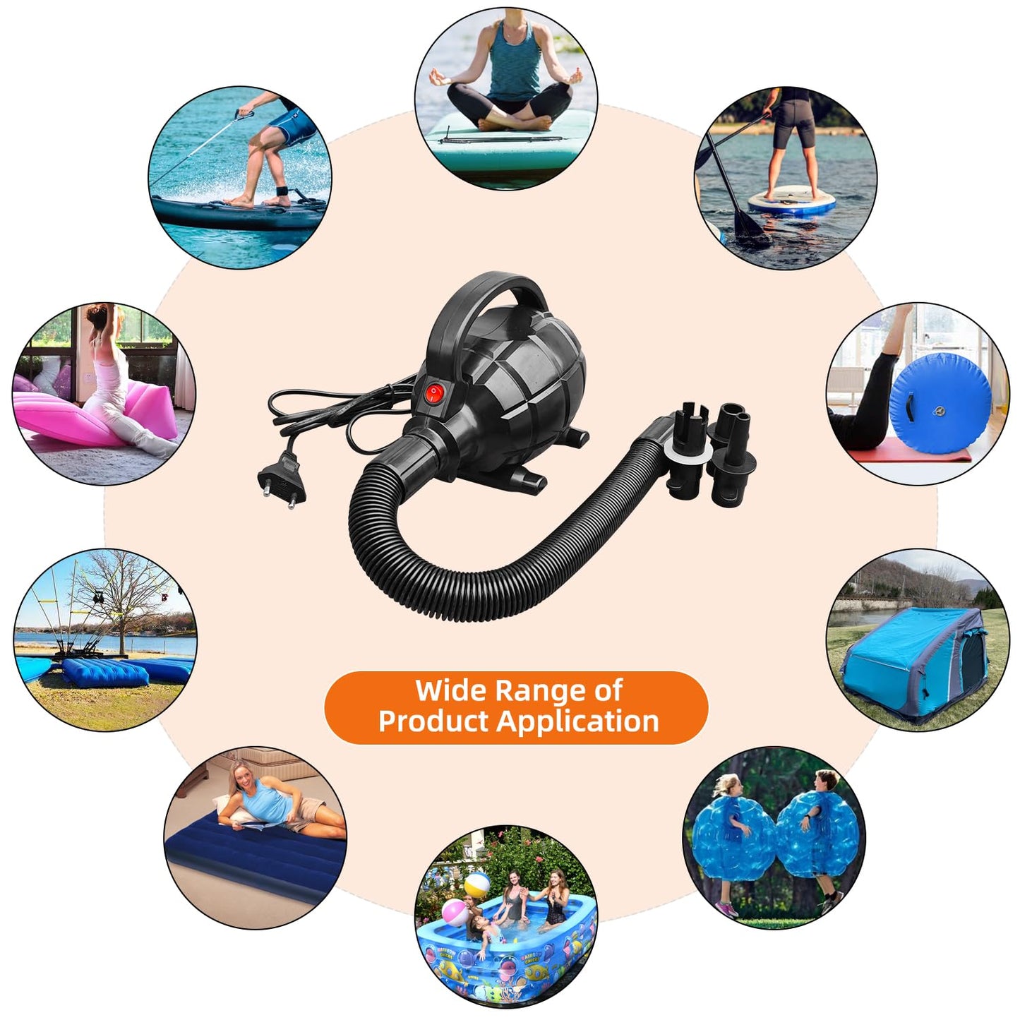Triclicks Electric Air Pump, Electric Pump for Inflatable Air Tumble Track Gymnastics Flooring Tumbling Yoga Taekwondo Exercise Mat and Inflatable Stand Up Paddle SUP Board