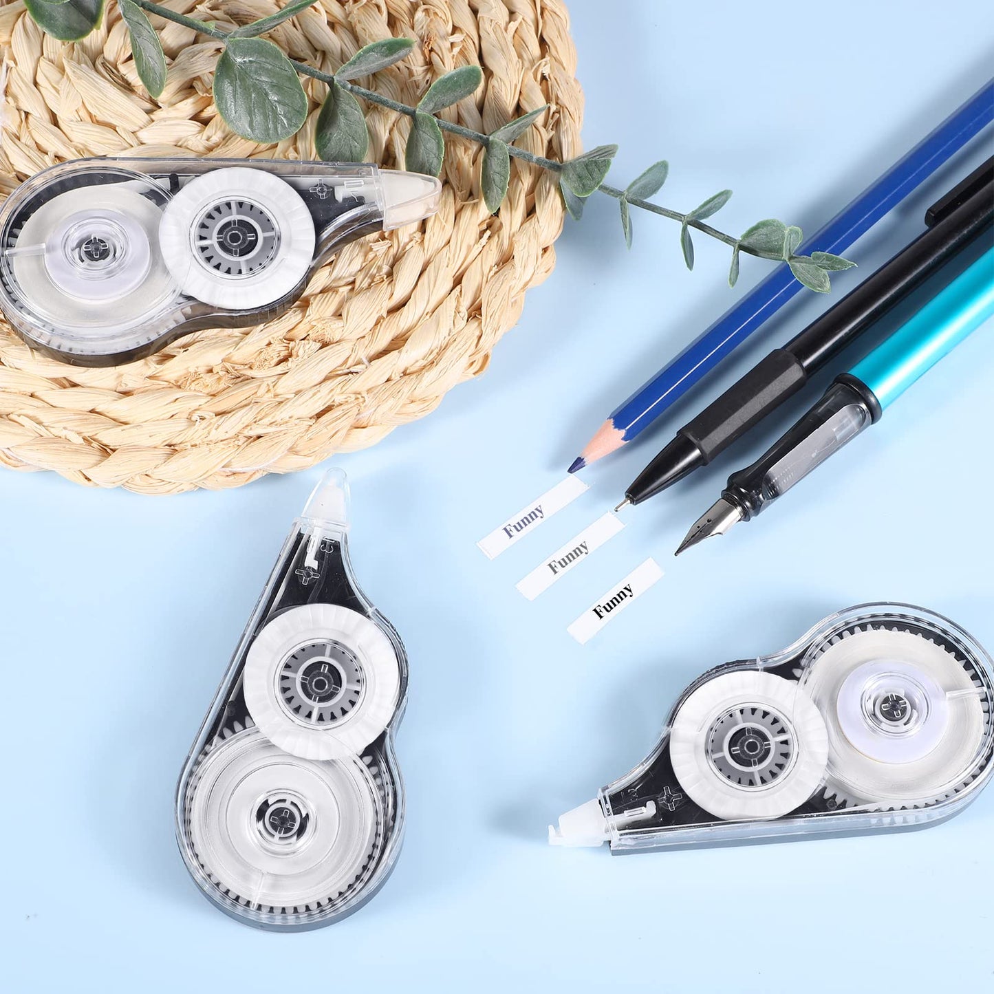 Yoosso 36 Piece Correction Tape Set, 12m x 5mm Mini Correction Mouse with Cap Correction Tape Roller for Kids Students Office Home School (Black)