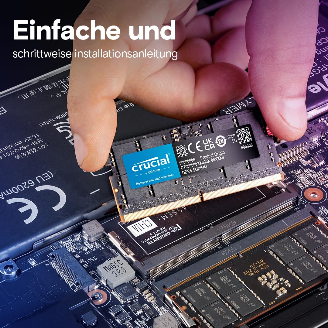 Crucial DDR5 RAM 32GB Kit (2x16GB) 5600MHz SODIMM, memory for laptop/notebook, mini PC (also 5200MHz / 4800MHz) CL46 - CT2K16G56C46S5