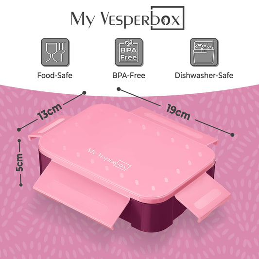 My Vesperbox - Mini Lite - Bento Box for Kids - Lunchbox - extremely durable - ideal for kindergarten and school (Pink-Purple)