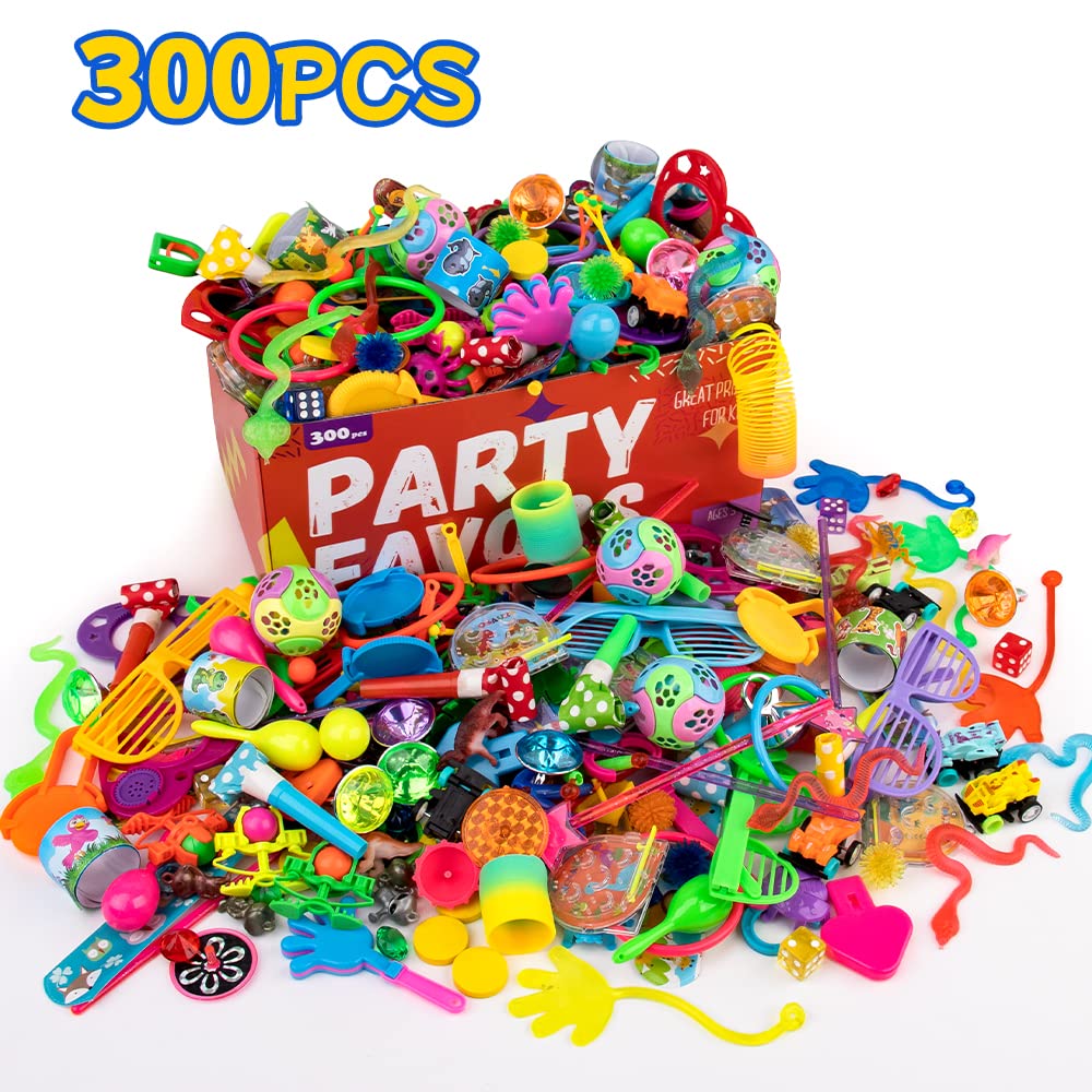 AmyBenton Kids Birthday Party Favor Set, 300pcs Pinata Fillers, Giveaways Kids Birthday, Goodie Bag Kids Birthday, Guest Gift Kids Birthday Girl Boy