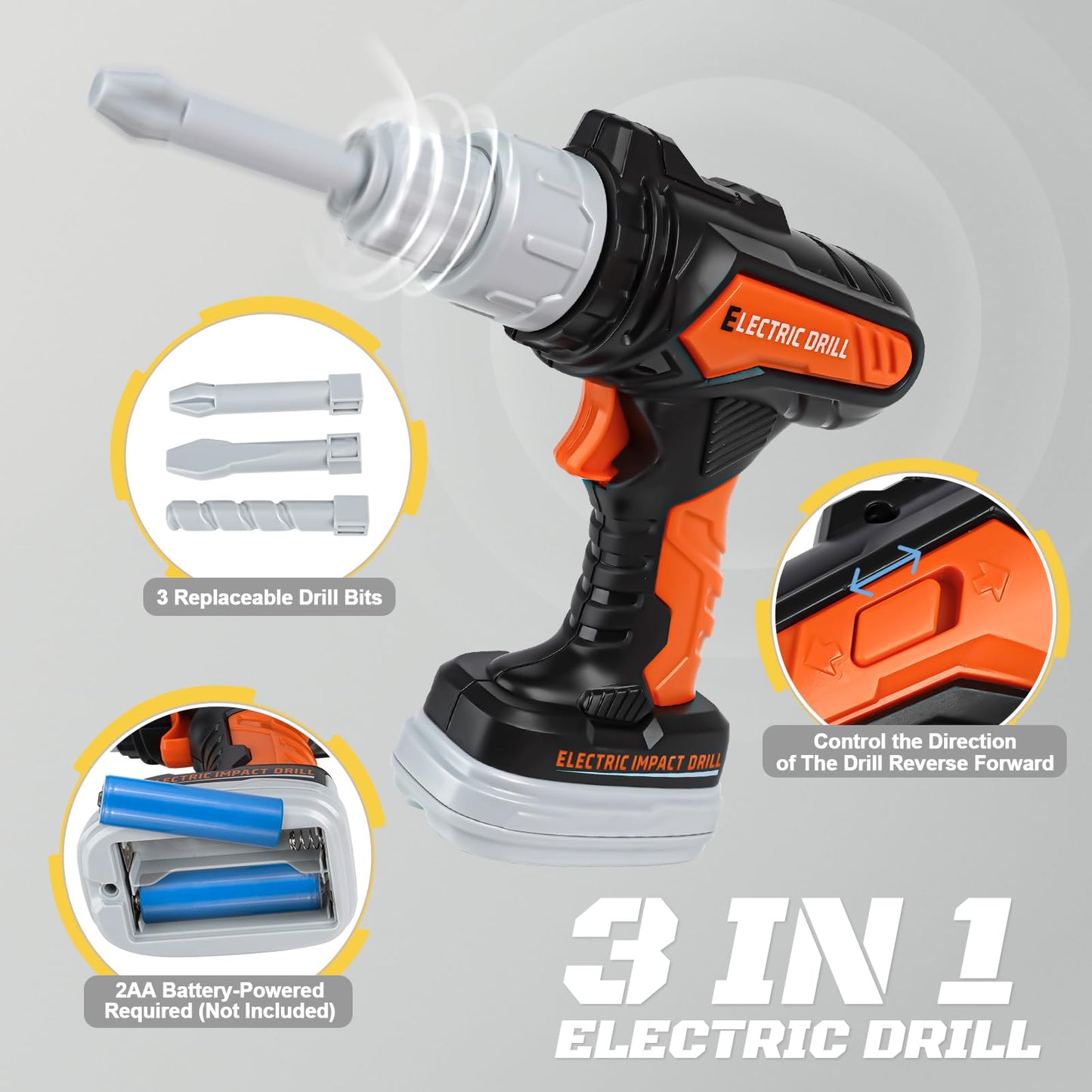 Vanplay tool box kids toy for ages 3 and up. Includes tools like chainsaw, electric drill, and circular saw. Perfect for children ages 3, 4, 5, and 6.