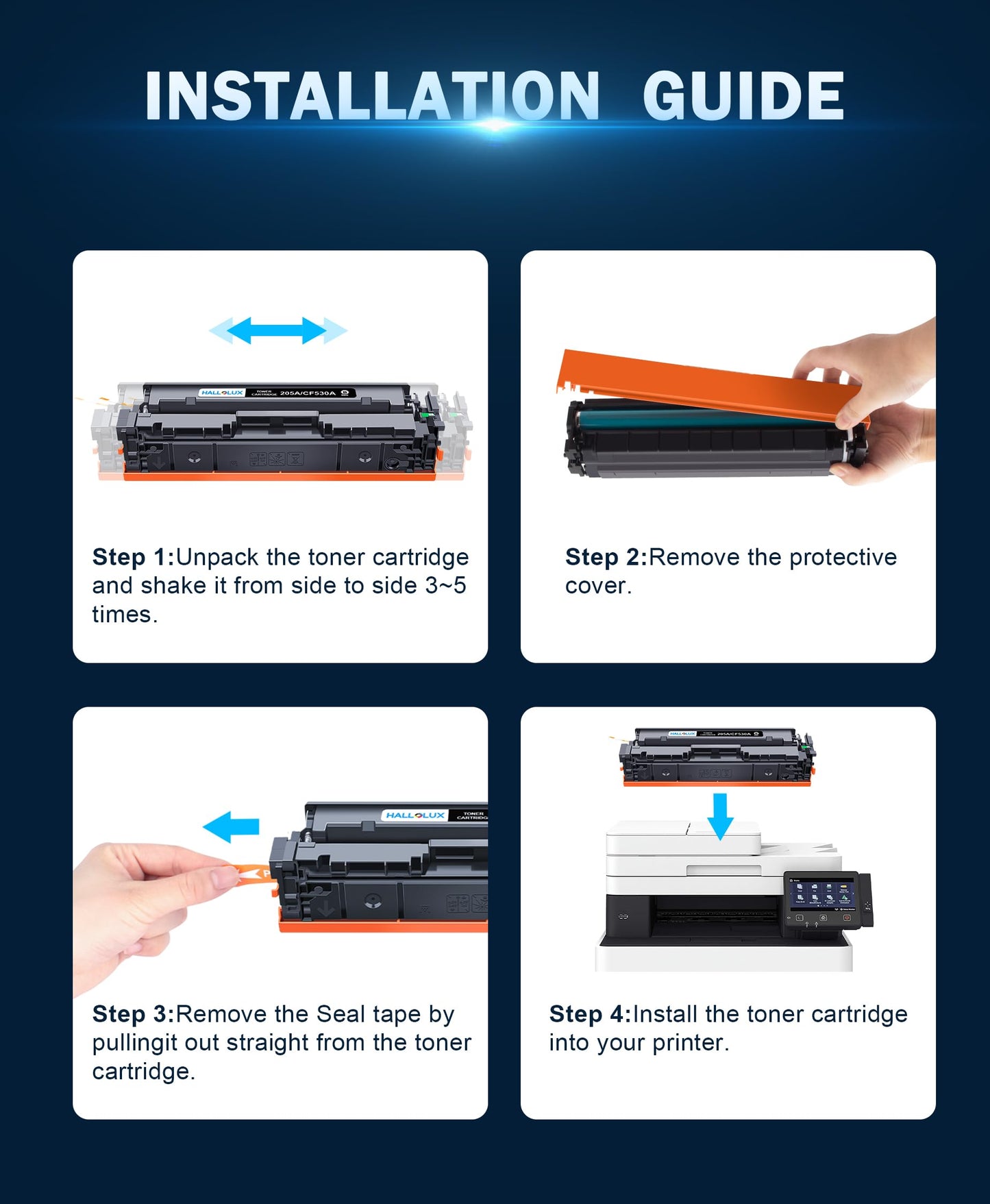 HP 205A Toner - Compatible for HP MFP M181fw, Color Laserjet Pro MFP M180n (Black, Cyan, Yellow, Magenta, 4-pack)